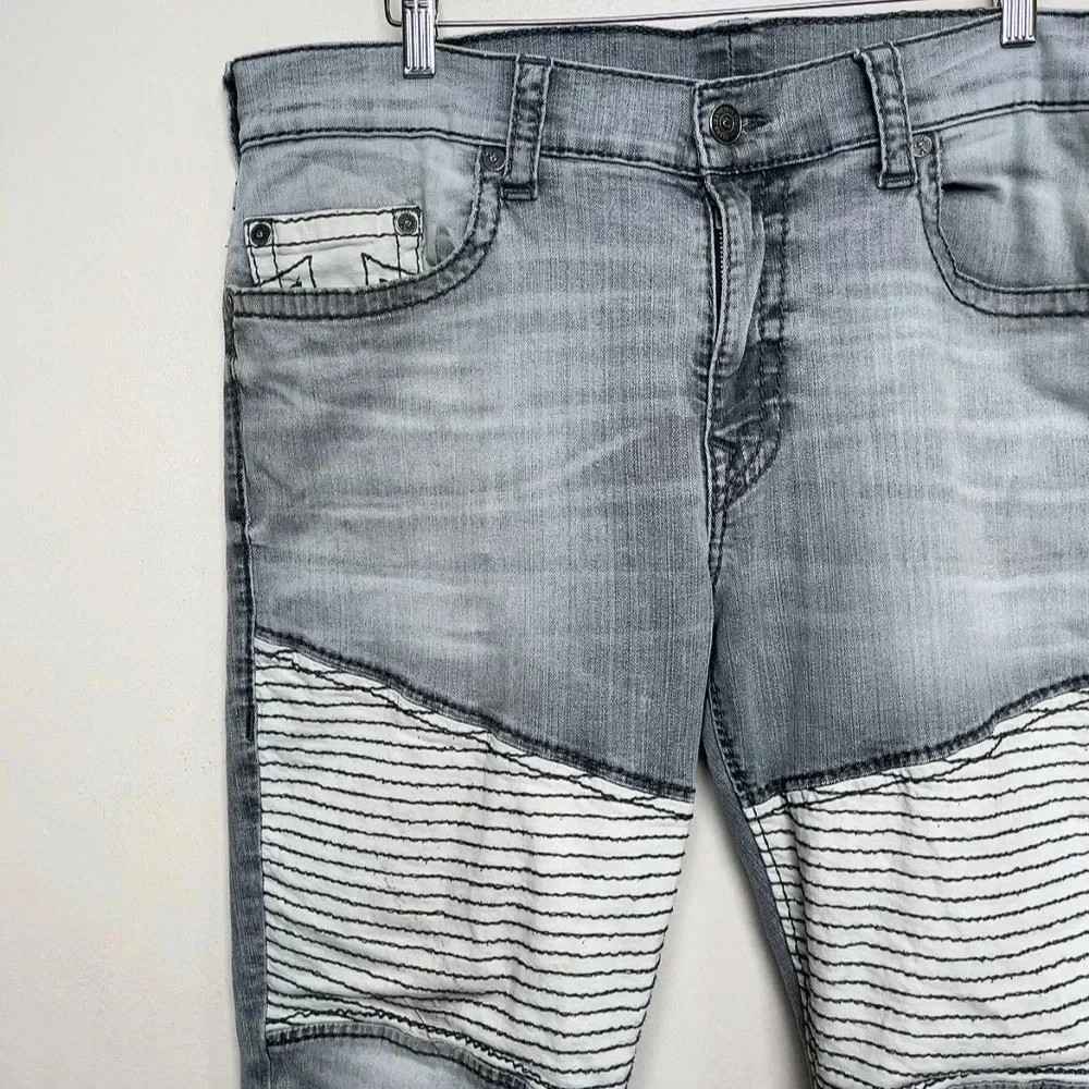 True Religion Mens Size 40 Rocco Biker Skinny Fit Jean In Grey